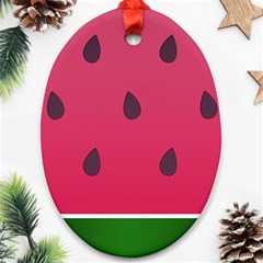 Watermelon Fruit Summer Red Fresh Food Healthy Oval Ornament (two Sides) by pakminggu