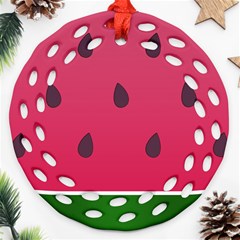 Watermelon Fruit Summer Red Fresh Food Healthy Ornament (round Filigree) by pakminggu