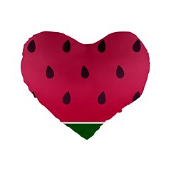 Watermelon Fruit Summer Red Fresh Food Healthy Standard 16  Premium Heart Shape Cushions by pakminggu