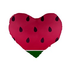 Watermelon Fruit Summer Red Fresh Food Healthy Standard 16  Premium Flano Heart Shape Cushions by pakminggu