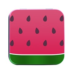 Watermelon Fruit Summer Red Fresh Food Healthy Square Metal Box (black) by pakminggu