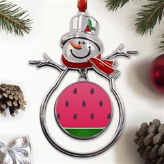 Watermelon Fruit Summer Red Fresh Food Healthy Metal Snowman Ornament by pakminggu