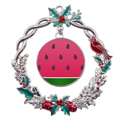 Watermelon Fruit Summer Red Fresh Food Healthy Metal X mas Wreath Holly Leaf Ornament by pakminggu