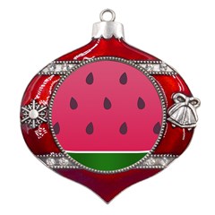 Watermelon Fruit Summer Red Fresh Food Healthy Metal Snowflake And Bell Red Ornament by pakminggu