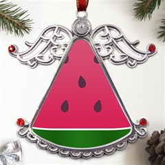 Watermelon Fruit Summer Red Fresh Food Healthy Metal Angel With Crystal Ornament by pakminggu