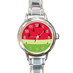 Watermelon Fruit Food Healthy Vitamins Nutrition Round Italian Charm Watch Front