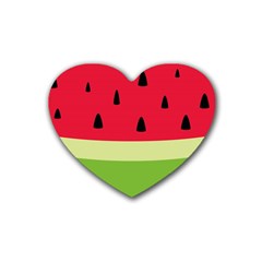 Watermelon Fruit Food Healthy Vitamins Nutrition Rubber Heart Coaster (4 Pack) by pakminggu