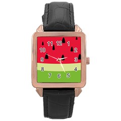 Watermelon Fruit Food Healthy Vitamins Nutrition Rose Gold Leather Watch  by pakminggu