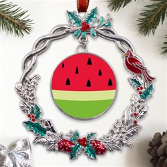 Watermelon Fruit Food Healthy Vitamins Nutrition Metal X mas Wreath Holly Leaf Ornament