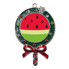 Watermelon Fruit Food Healthy Vitamins Nutrition Metal X mas Lollipop With Crystal Ornament by pakminggu