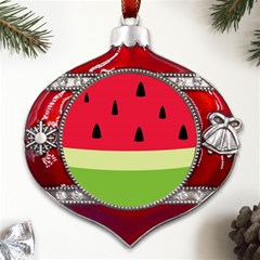 Watermelon Fruit Food Healthy Vitamins Nutrition Metal Snowflake And Bell Red Ornament