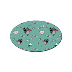 Raccoon Texture Seamless Scrapbooking Hearts Sticker (oval) by pakminggu