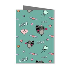 Raccoon Texture Seamless Scrapbooking Hearts Mini Greeting Cards (pkg Of 8)