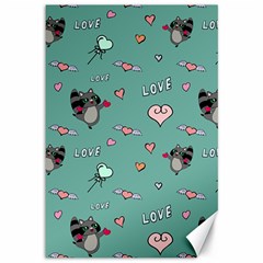 Raccoon Texture Seamless Scrapbooking Hearts Canvas 12  X 18  by pakminggu