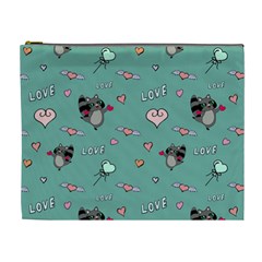 Raccoon Texture Seamless Scrapbooking Hearts Cosmetic Bag (xl) by pakminggu