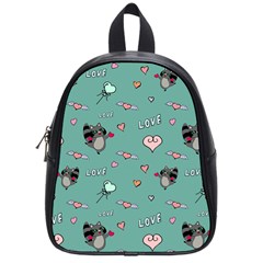 Raccoon Texture Seamless Scrapbooking Hearts School Bag (small) by pakminggu