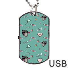 Raccoon Texture Seamless Scrapbooking Hearts Dog Tag Usb Flash (one Side) by pakminggu