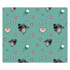 Raccoon Texture Seamless Scrapbooking Hearts Premium Plush Fleece Blanket (small) by pakminggu