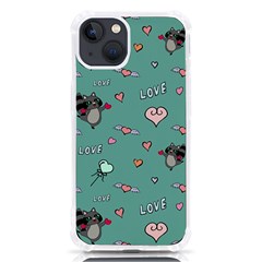 Raccoon Texture Seamless Scrapbooking Hearts Iphone 13 Tpu Uv Print Case by pakminggu