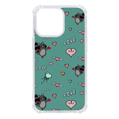 Raccoon Texture Seamless Scrapbooking Hearts Iphone 13 Pro Tpu Uv Print Case