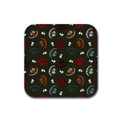 Art Halloween Pattern Creepy Design Digital Papers Rubber Coaster (square) by pakminggu