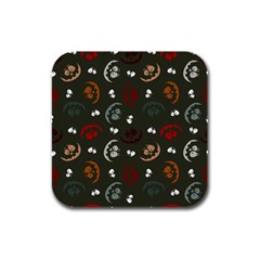 Art Halloween Pattern Creepy Design Digital Papers Rubber Square Coaster (4 Pack) by pakminggu