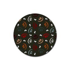 Art Halloween Pattern Creepy Design Digital Papers Rubber Coaster (round) by pakminggu