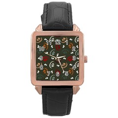 Art Halloween Pattern Creepy Design Digital Papers Rose Gold Leather Watch  by pakminggu