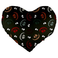 Art Halloween Pattern Creepy Design Digital Papers Large 19  Premium Flano Heart Shape Cushions by pakminggu