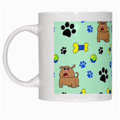 Dog Pattern Seamless Blue Background Scrapbooking White Mug by pakminggu