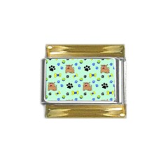 Dog Pattern Seamless Blue Background Scrapbooking Gold Trim Italian Charm (9mm) by pakminggu