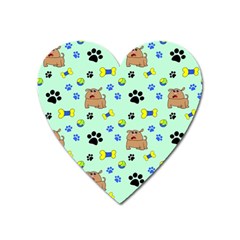 Dog Pattern Seamless Blue Background Scrapbooking Heart Magnet by pakminggu