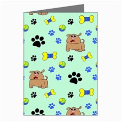 Dog Pattern Seamless Blue Background Scrapbooking Greeting Cards (pkg Of 8) by pakminggu