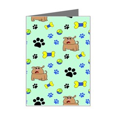 Dog Pattern Seamless Blue Background Scrapbooking Mini Greeting Card by pakminggu