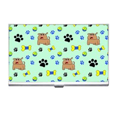 Dog Pattern Seamless Blue Background Scrapbooking Business Card Holder by pakminggu