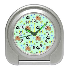 Dog Pattern Seamless Blue Background Scrapbooking Travel Alarm Clock by pakminggu