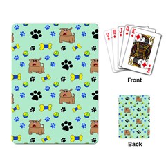 Dog Pattern Seamless Blue Background Scrapbooking Playing Cards Single Design (rectangle) by pakminggu