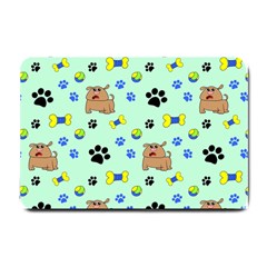 Dog Pattern Seamless Blue Background Scrapbooking Small Doormat by pakminggu