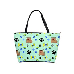 Dog Pattern Seamless Blue Background Scrapbooking Classic Shoulder Handbag by pakminggu