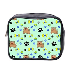 Dog Pattern Seamless Blue Background Scrapbooking Mini Toiletries Bag (two Sides) by pakminggu