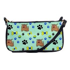 Dog Pattern Seamless Blue Background Scrapbooking Shoulder Clutch Bag by pakminggu