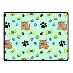 Dog Pattern Seamless Blue Background Scrapbooking Fleece Blanket (small) by pakminggu