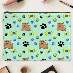 Dog Pattern Seamless Blue Background Scrapbooking Cosmetic Bag (xxxl) by pakminggu