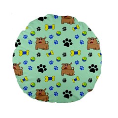 Dog Pattern Seamless Blue Background Scrapbooking Standard 15  Premium Round Cushions by pakminggu