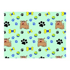 Dog Pattern Seamless Blue Background Scrapbooking Two Sides Premium Plush Fleece Blanket (mini) by pakminggu