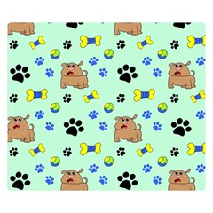 Dog Pattern Seamless Blue Background Scrapbooking Two Sides Premium Plush Fleece Blanket (small) by pakminggu