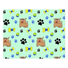 Dog Pattern Seamless Blue Background Scrapbooking Two Sides Premium Plush Fleece Blanket (large) by pakminggu