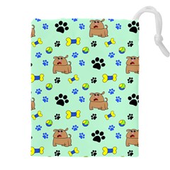 Dog Pattern Seamless Blue Background Scrapbooking Drawstring Pouch (5xl)