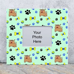 Dog Pattern Seamless Blue Background Scrapbooking White Wall Photo Frame 5  X 7  by pakminggu