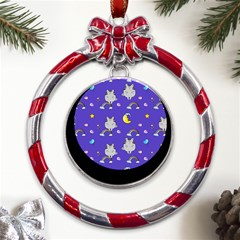 Texture Pattern Seamless Rainbow Background Dream Metal Red Ribbon Round Ornament